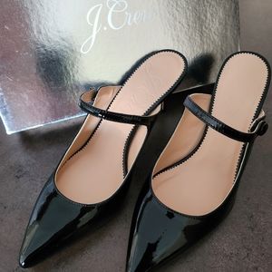 NWT J. Crew Black Patent Leather Italian Colette Mules